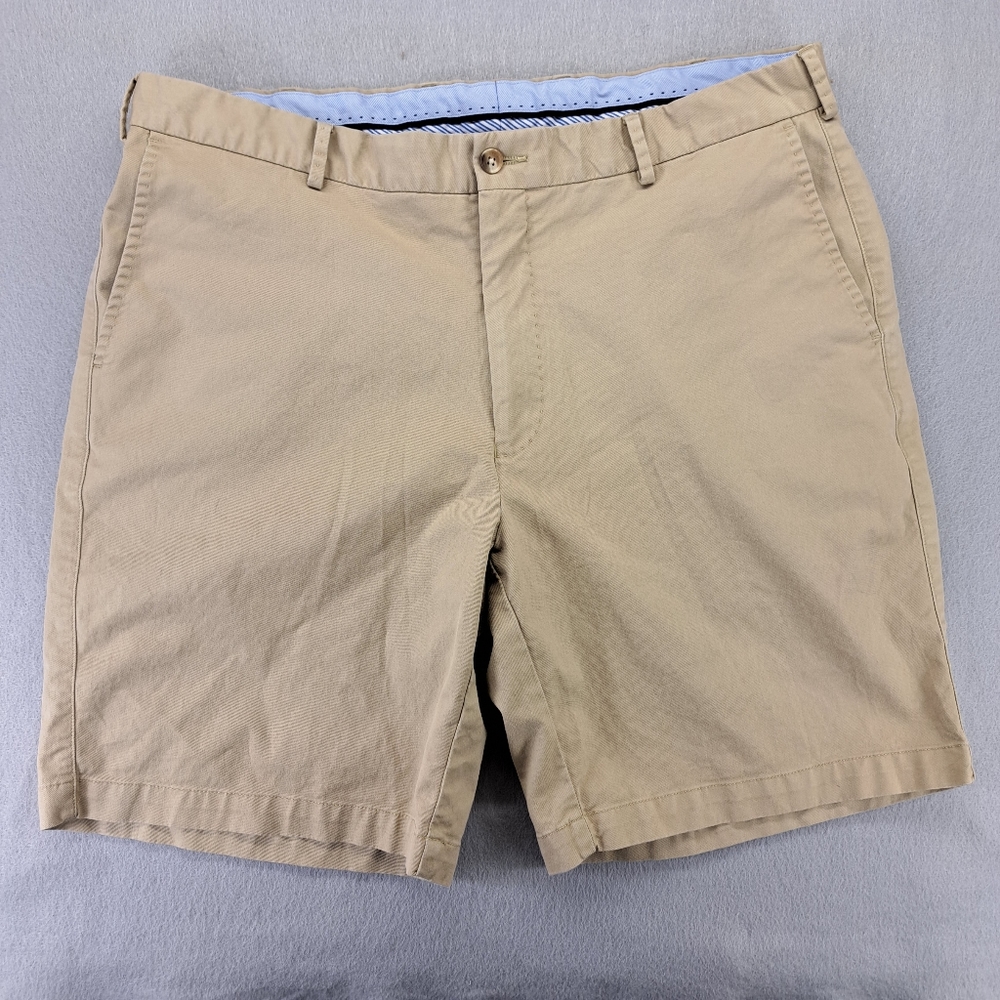 Peter Millar Shorts Mens 38 Khaki  Golf Chino Flat Front Casual